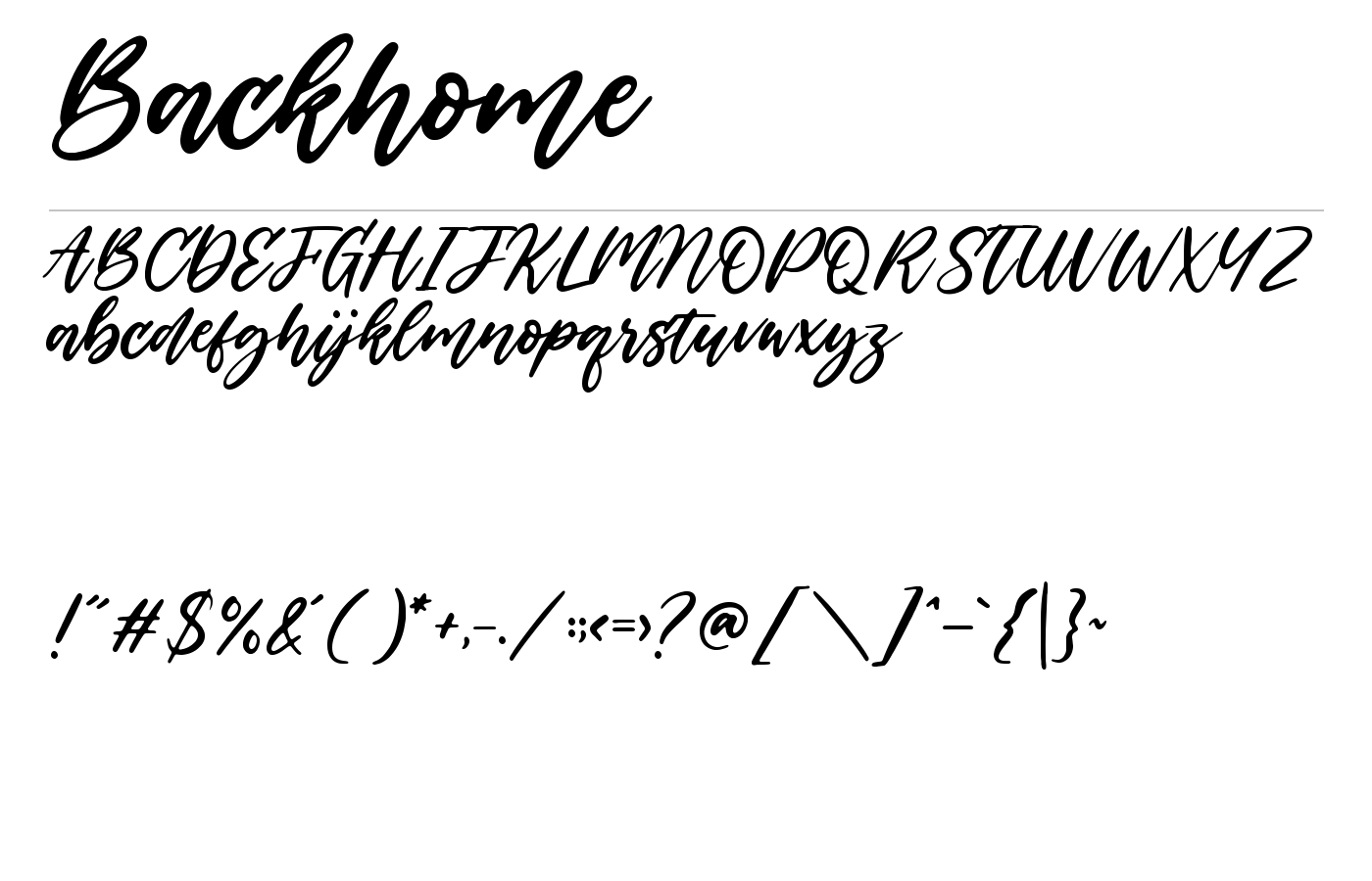 Backhome Font preview