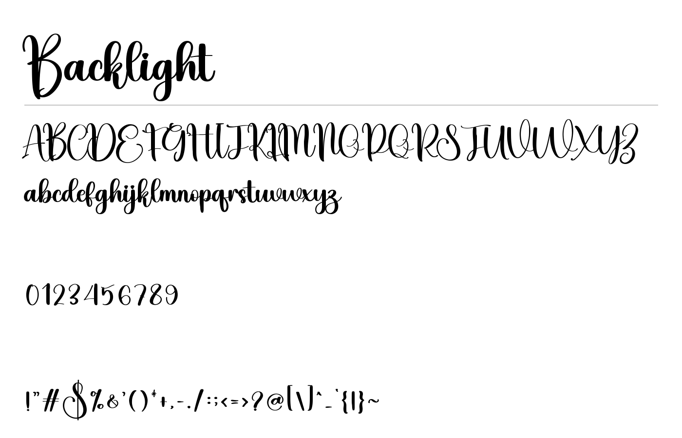 Backlight Font preview
