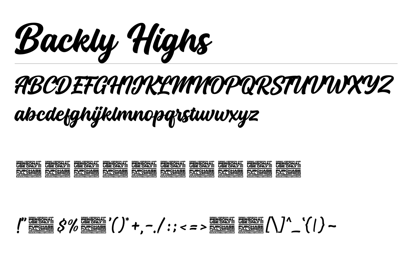 Backly Highs Font preview