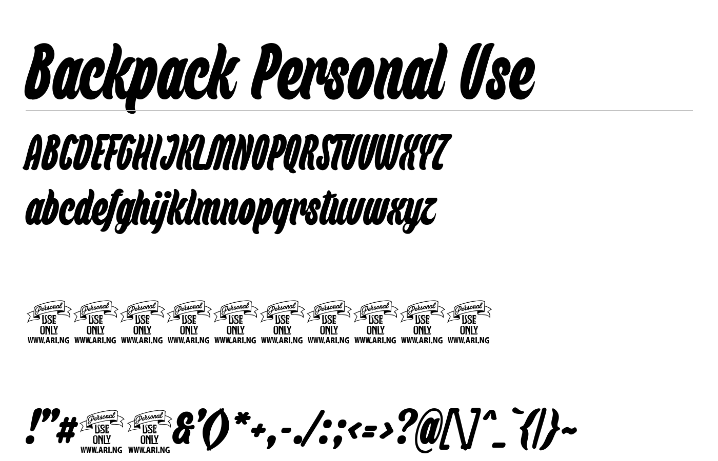 Backpack Personal Use Font preview