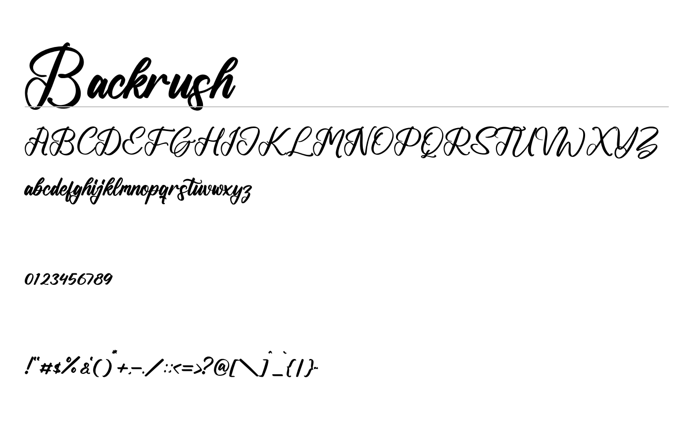 Backrush Font preview