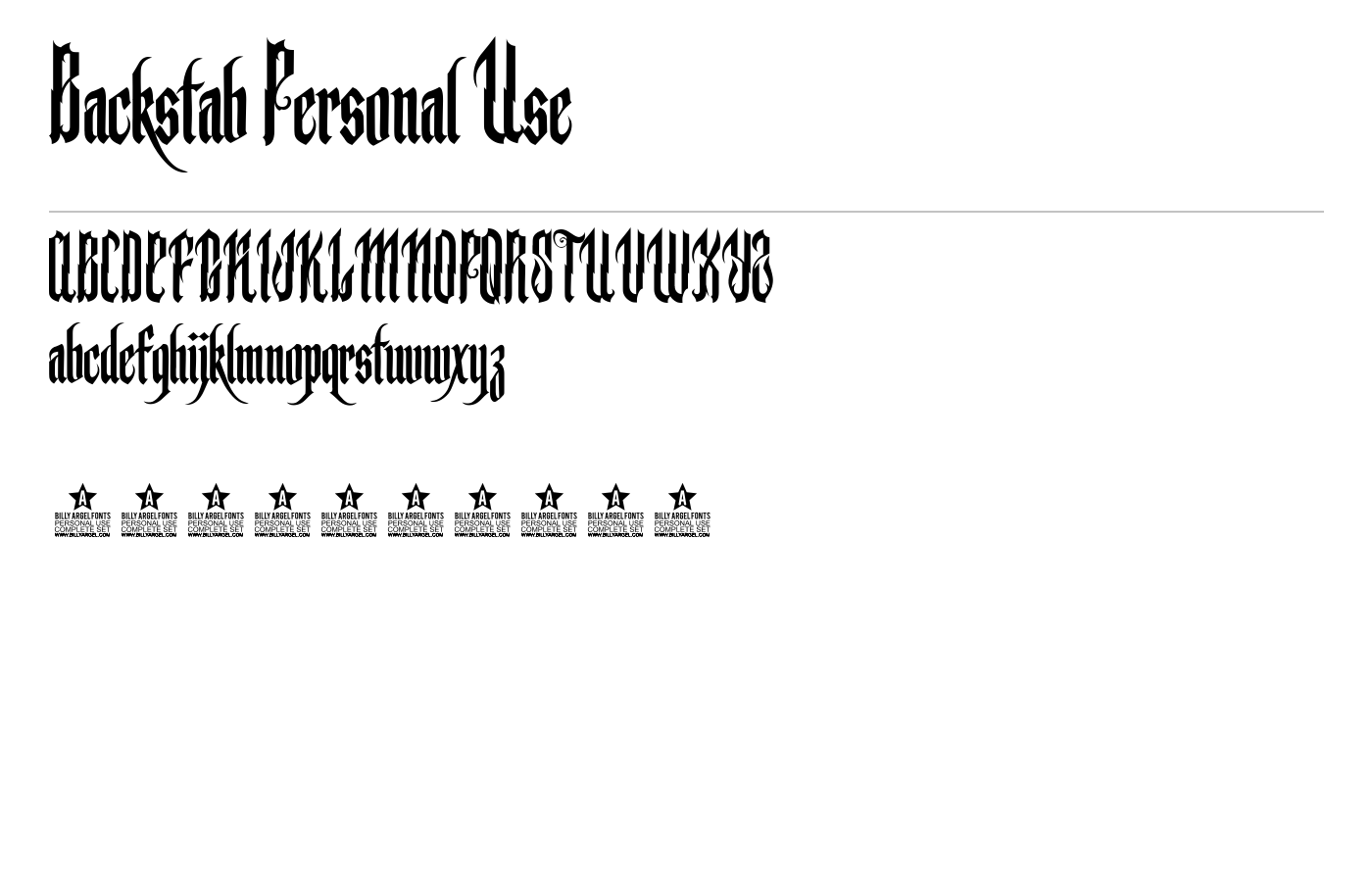 Backstab Personal Use Font preview