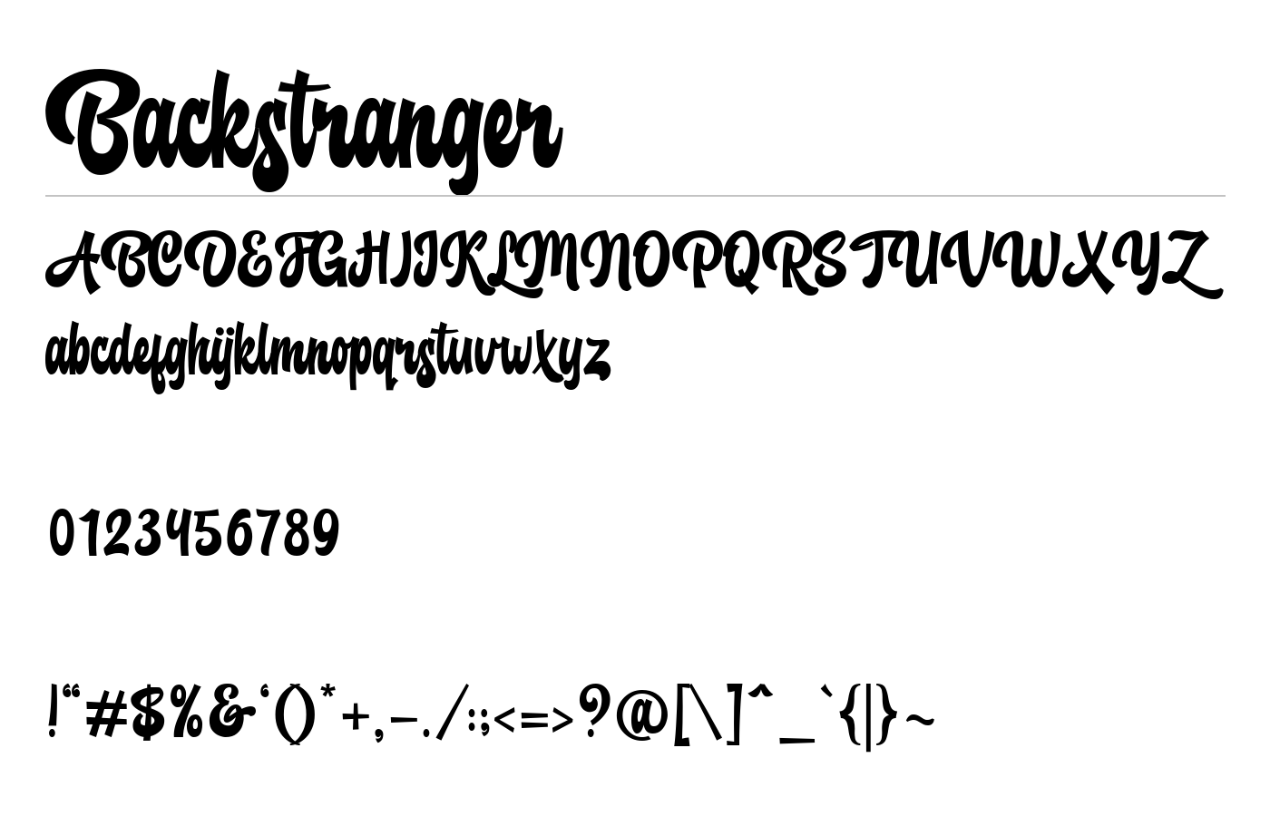 Backstranger Font preview