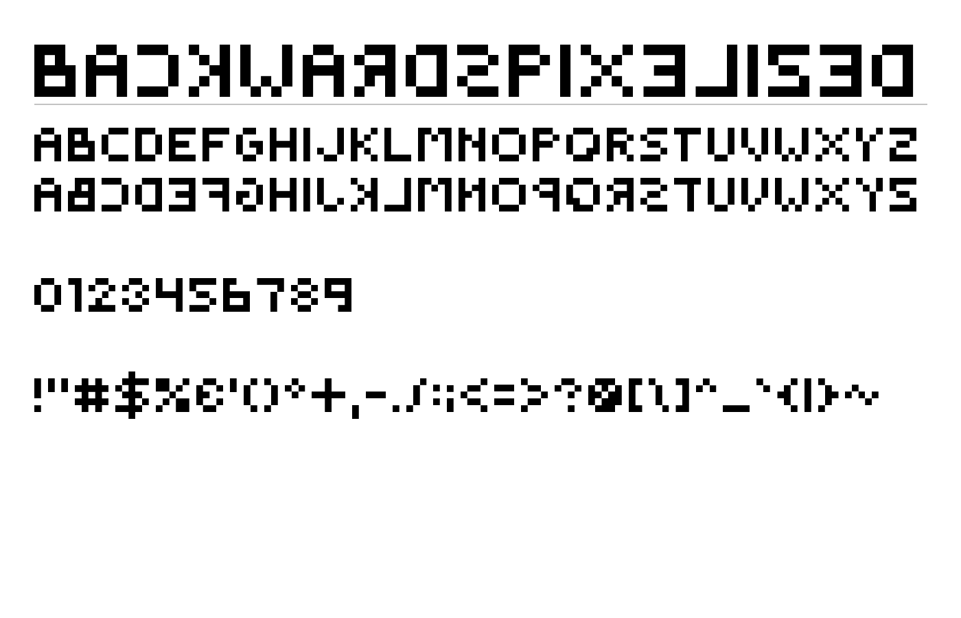 BackwardsPixelized Font preview