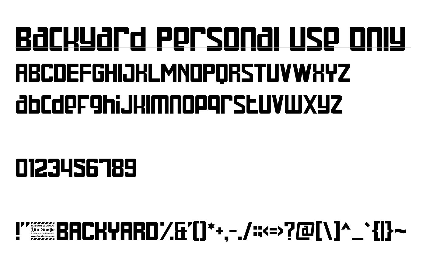 Backyard Personal Use Only Font preview