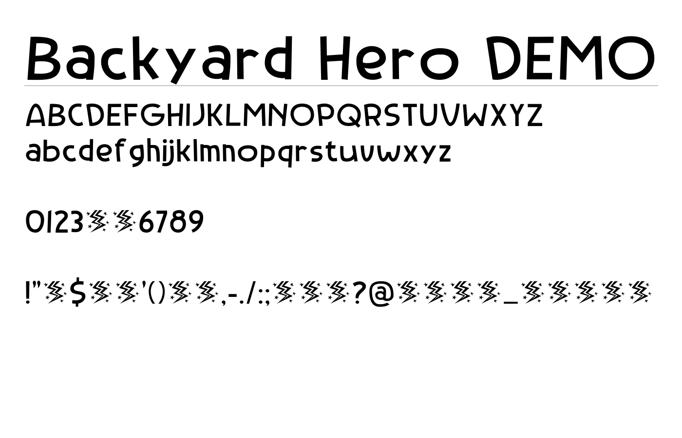 Backyard Hero DEMO Font preview