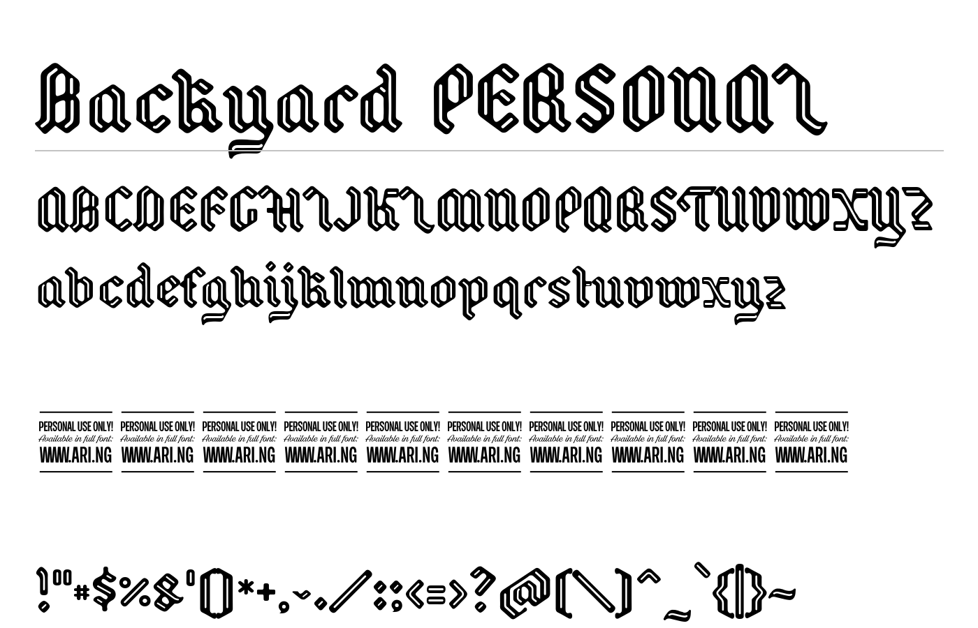 Backyard PERSONAL Font preview