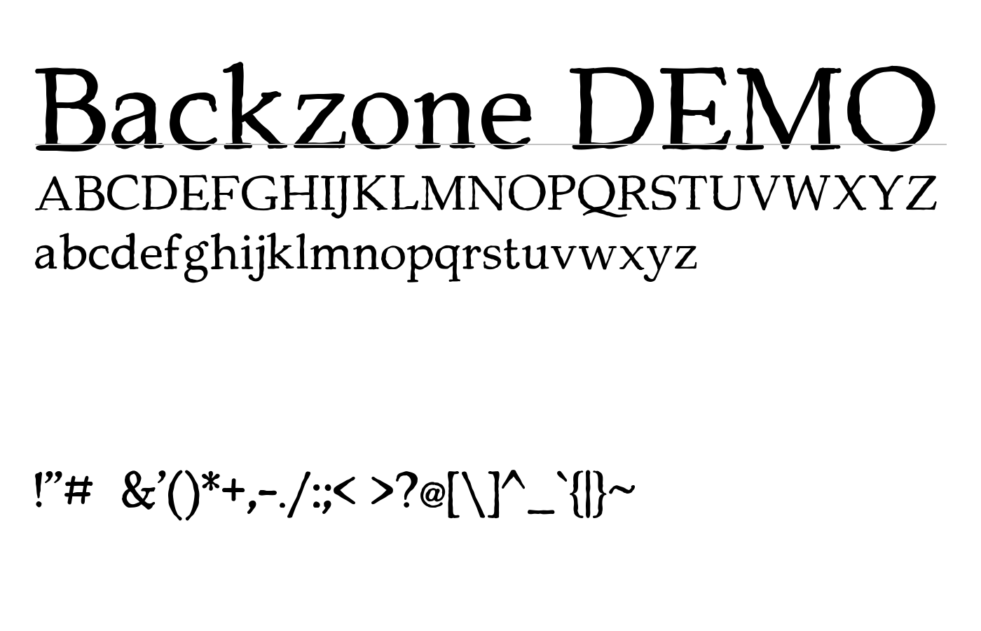 Backzone DEMO Font preview