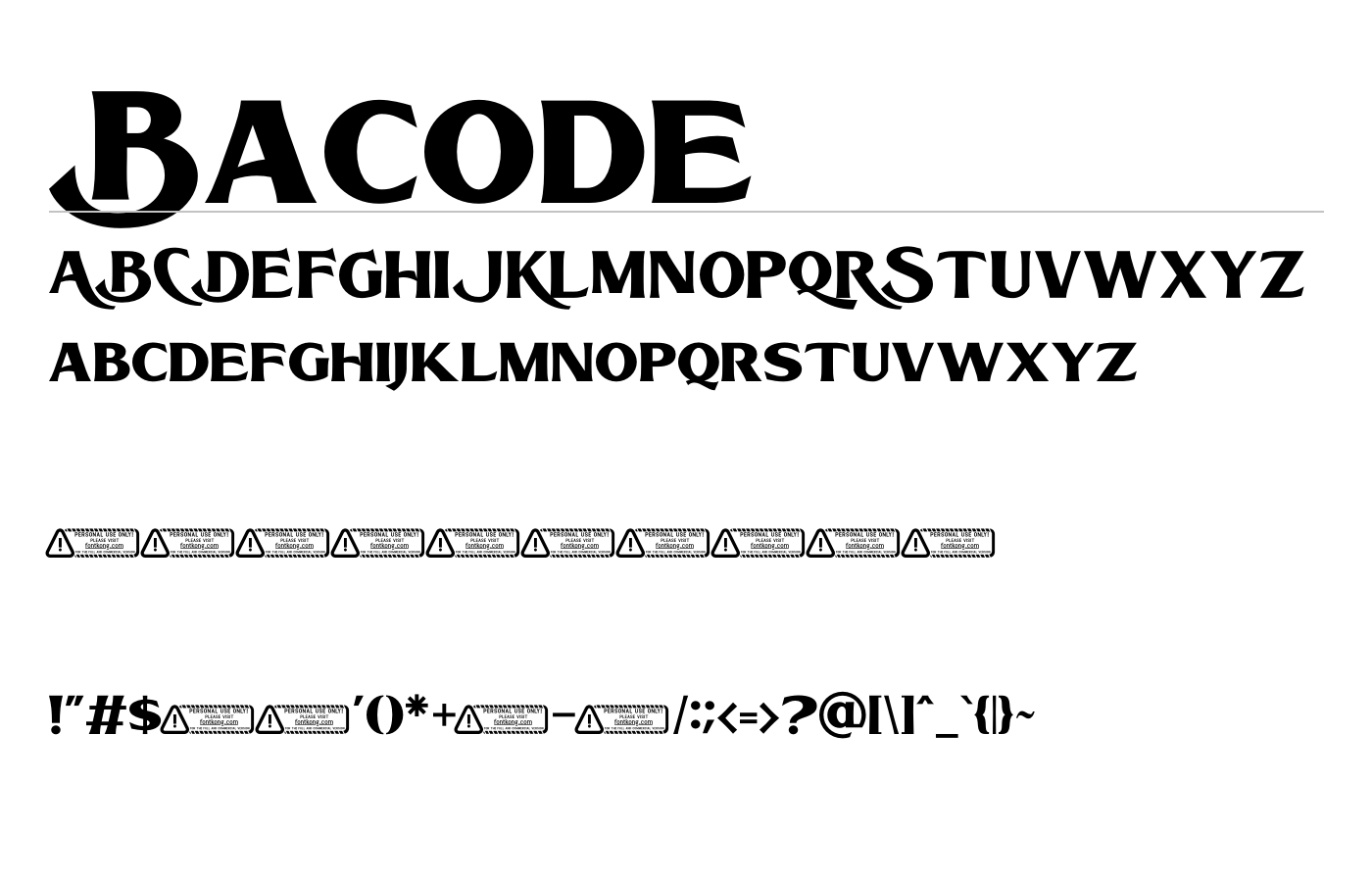 Bacode Font preview