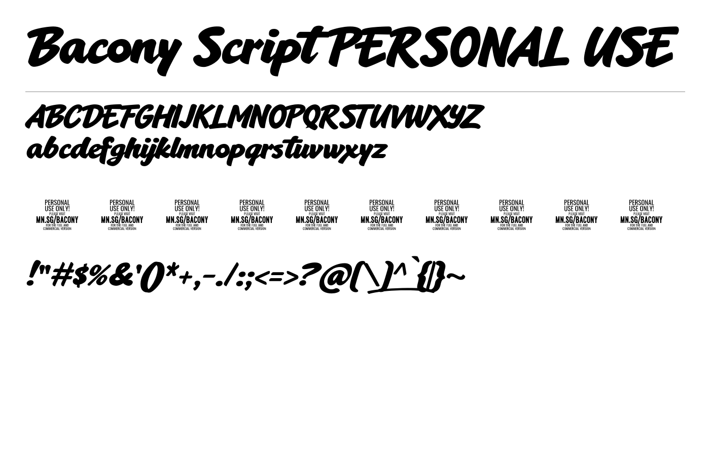 Bacony Script PERSONAL USE Font preview