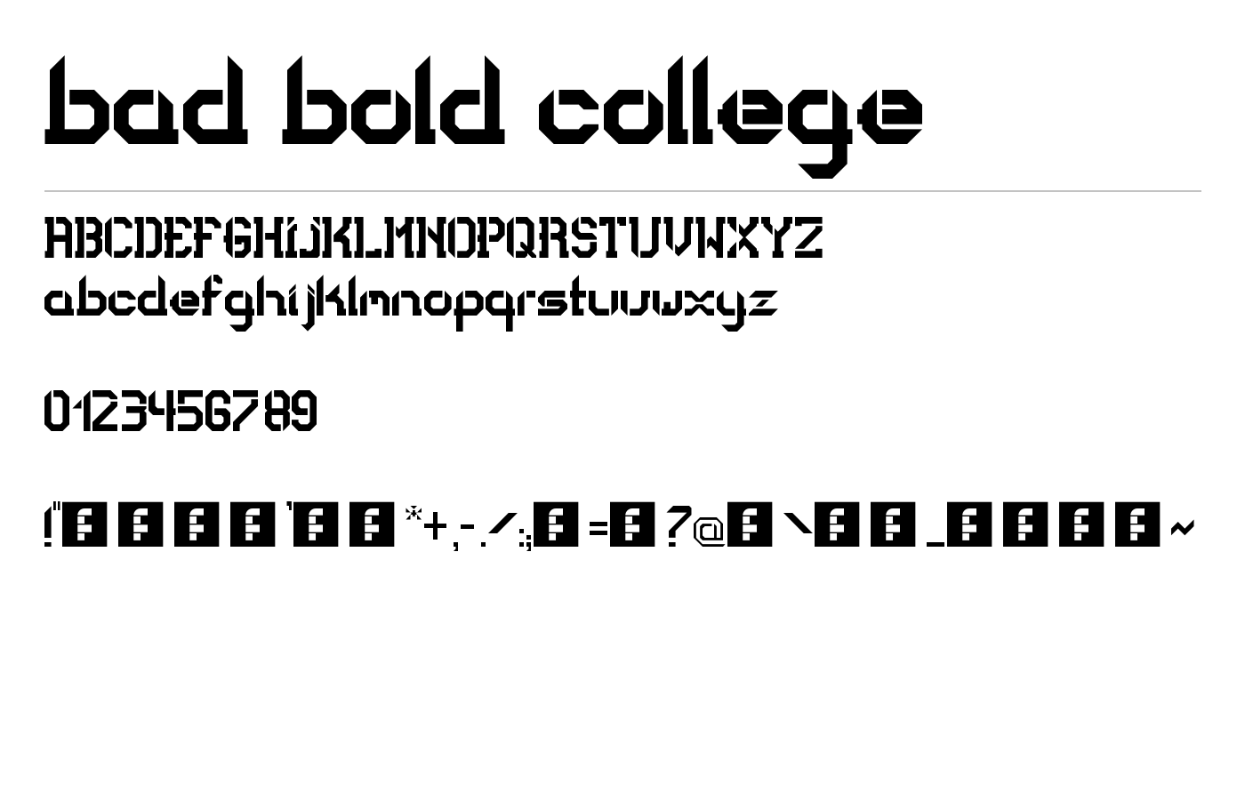 bad bold college Font preview