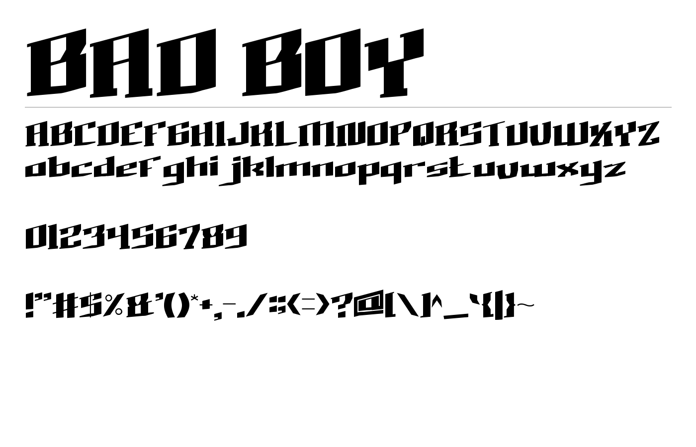 BAD BOY Font preview