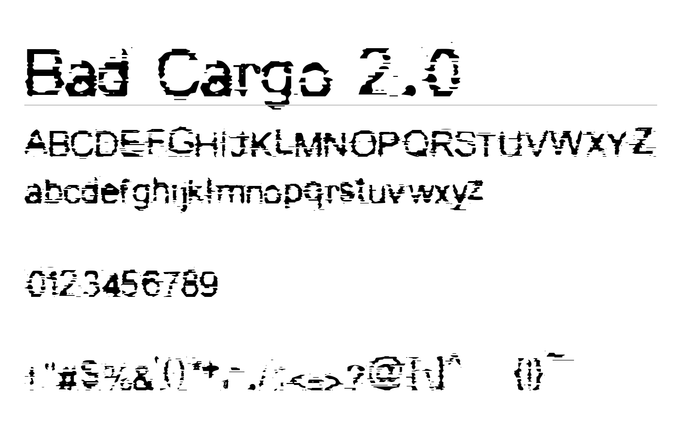 Bad Cargo 2.0 Font preview