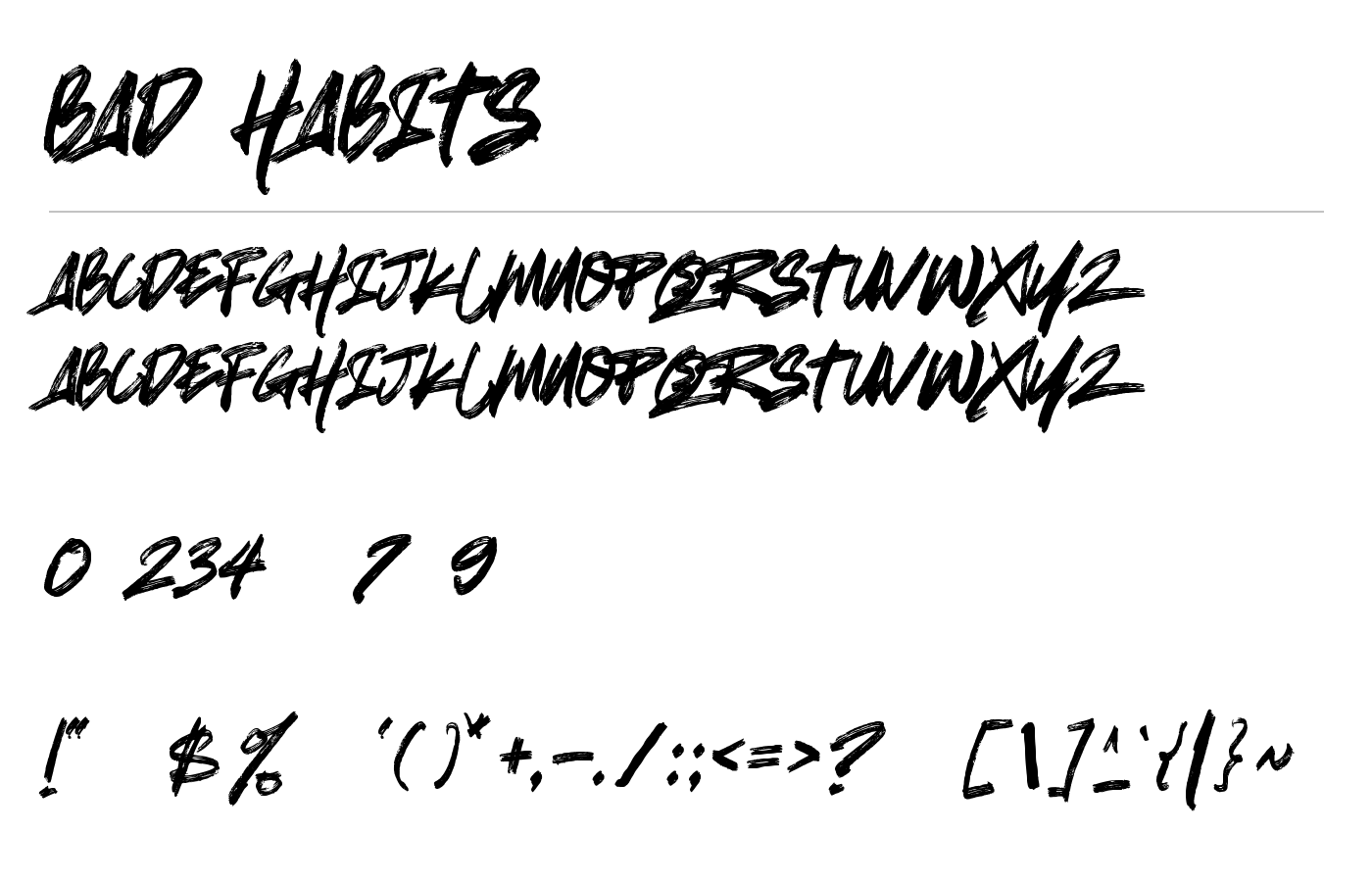 BAD HABITS Font preview