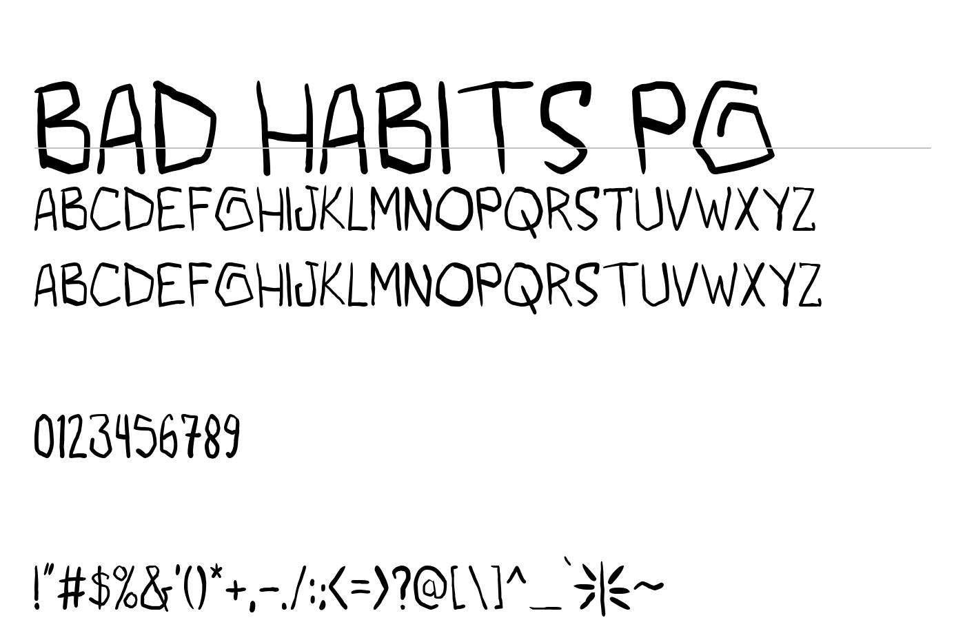 bad habits pg Font preview