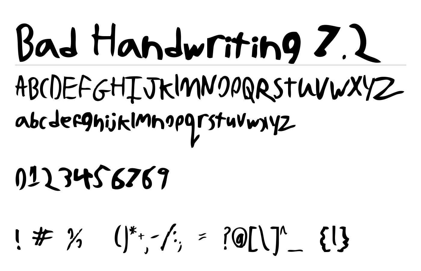 Bad Handwriting 7.2 Font preview
