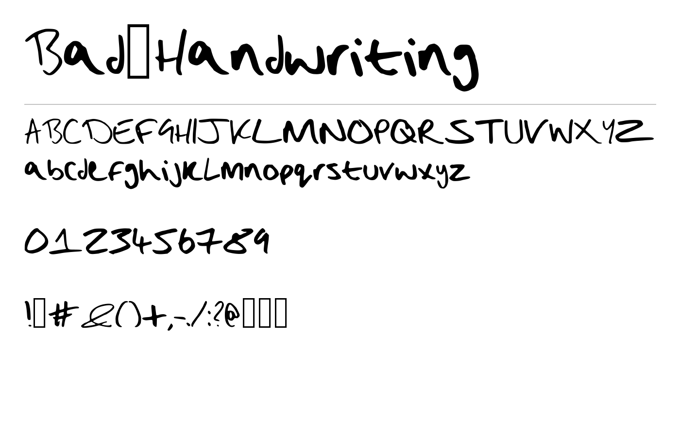 Bad_Handwriting Font preview