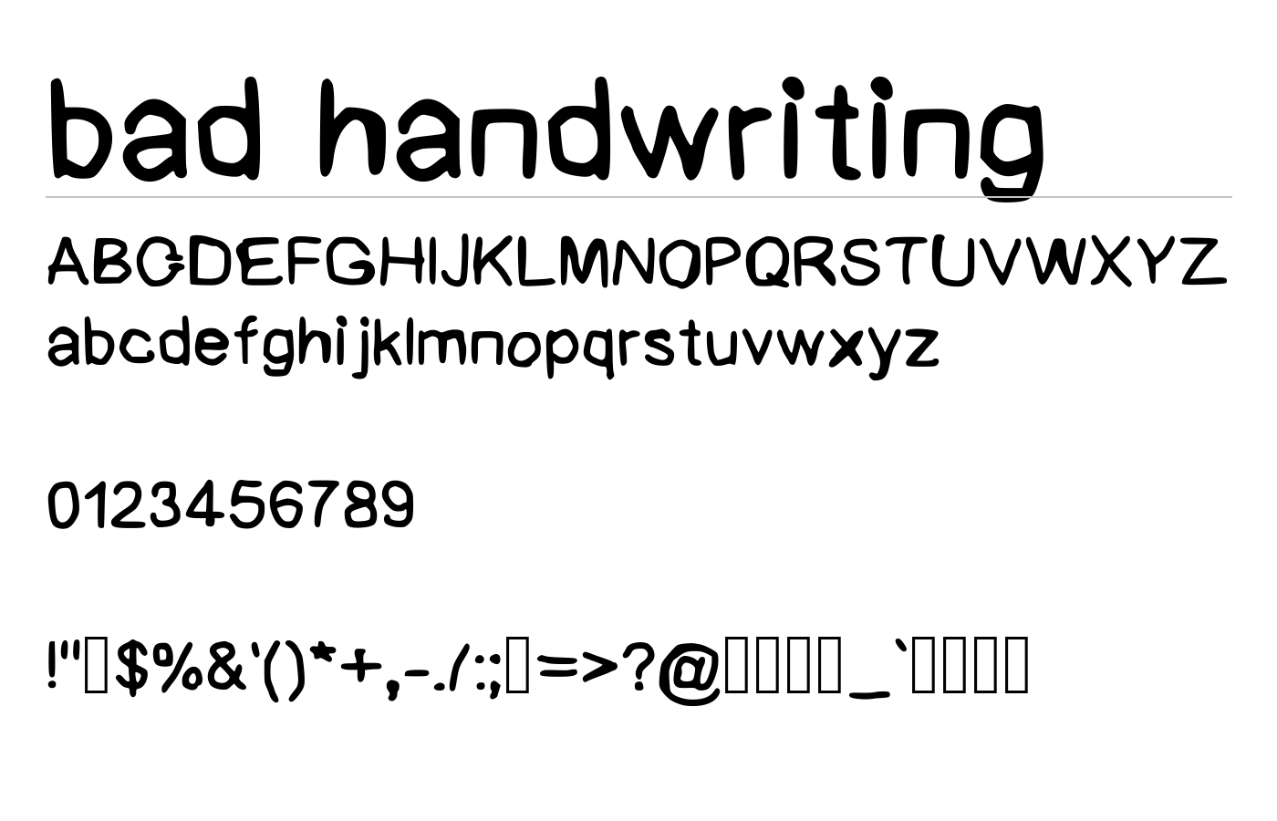 bad handwriting Font preview