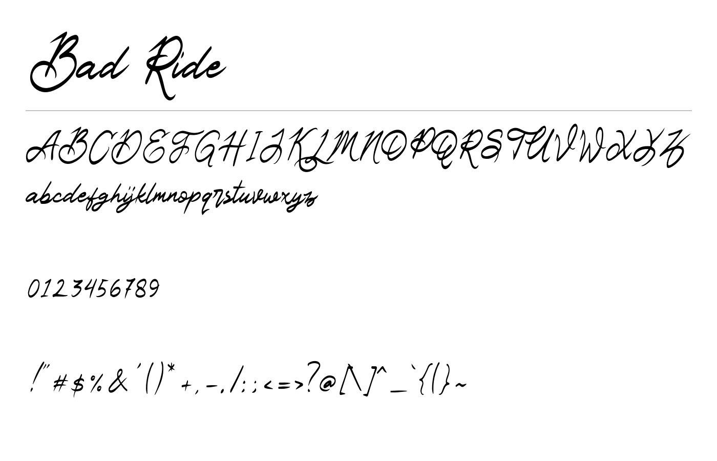 Bad Ride Font preview