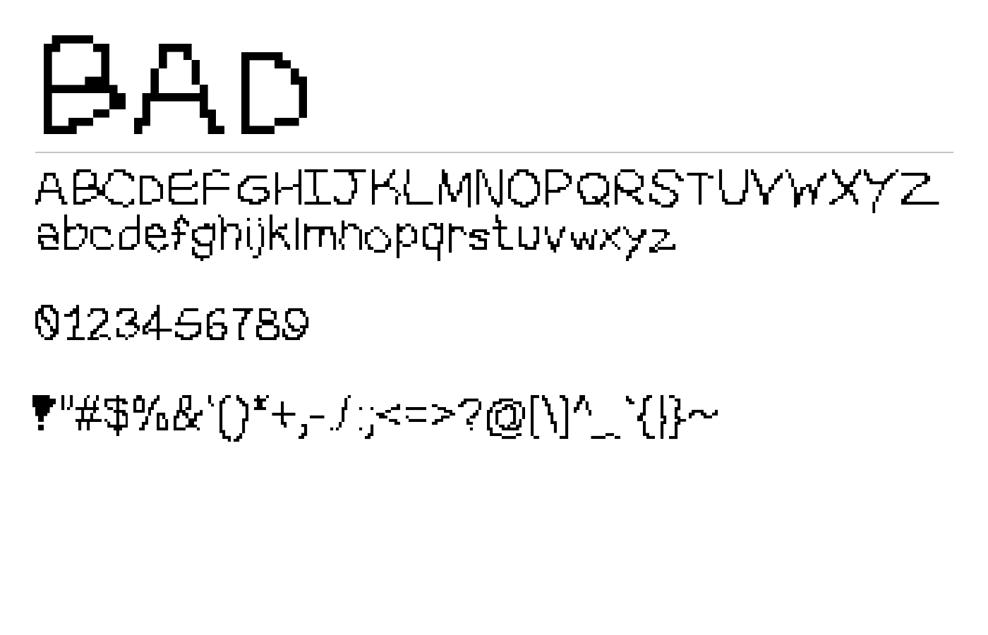 BAD Font preview