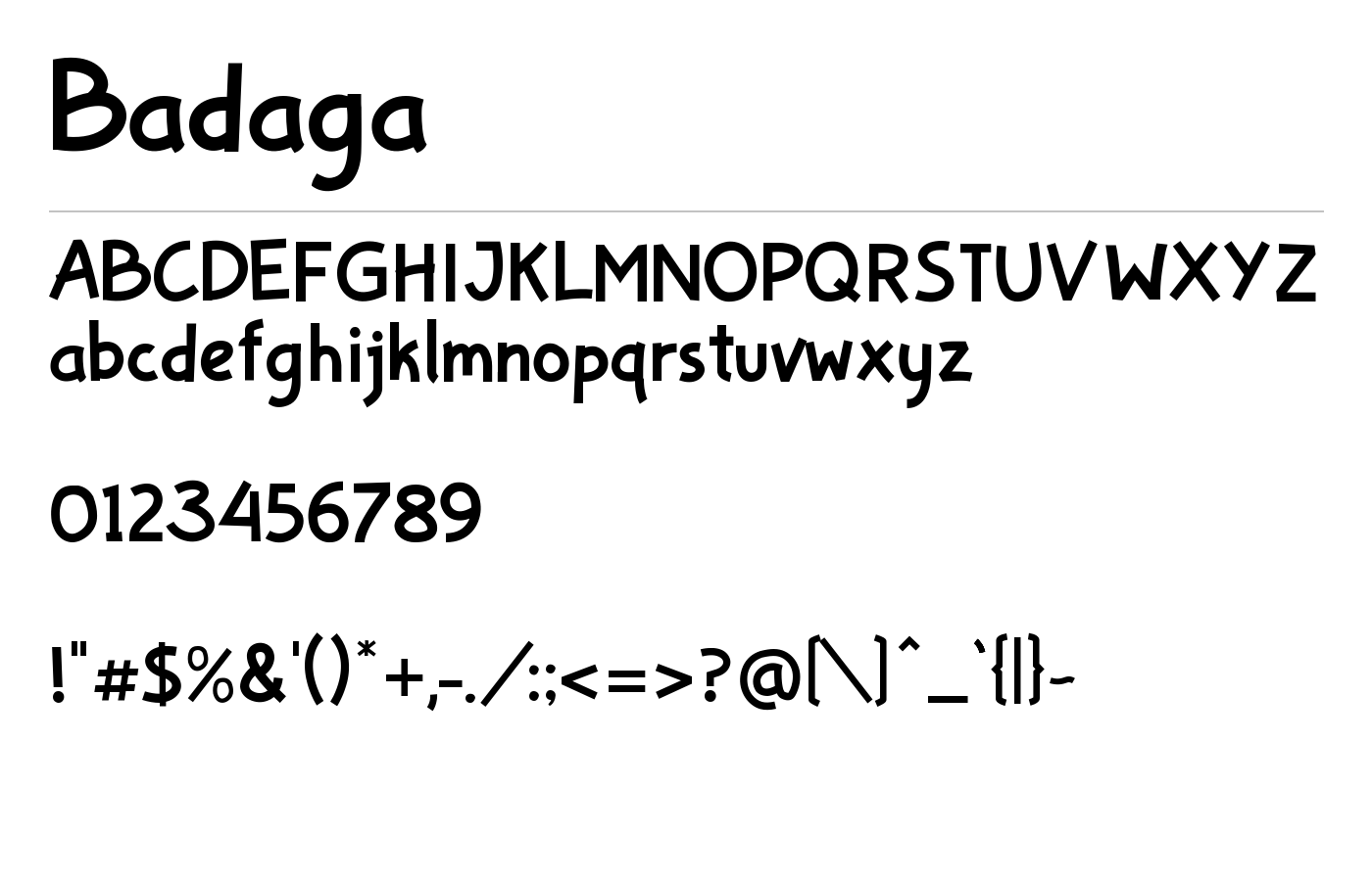 Badaga Font preview