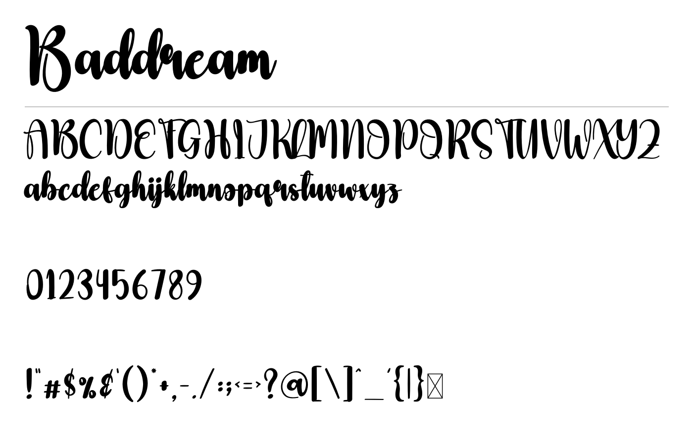 Baddream Font preview