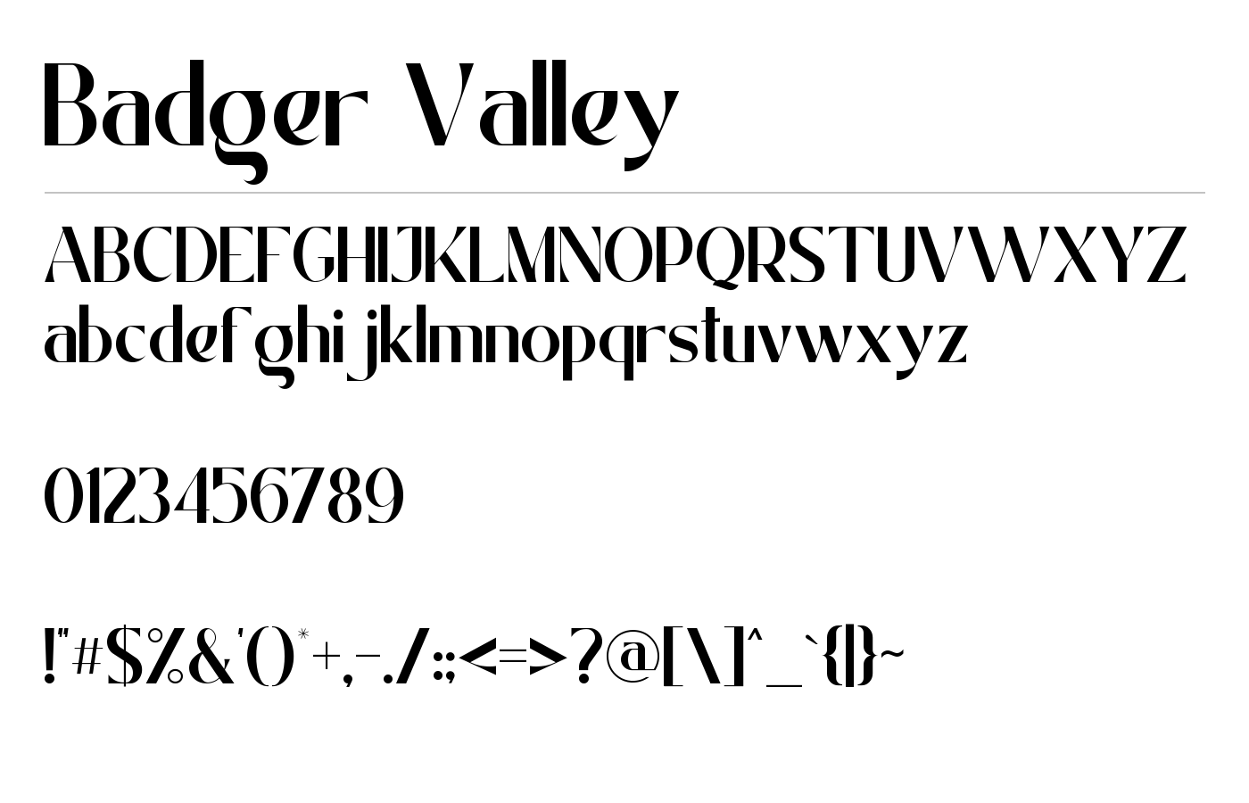 Badger Valley Font preview