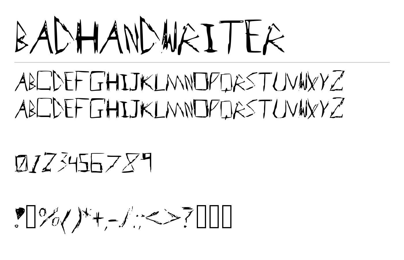 BadHandwriter Font preview