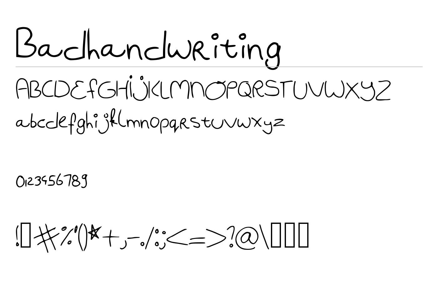Badhandwriting Font preview