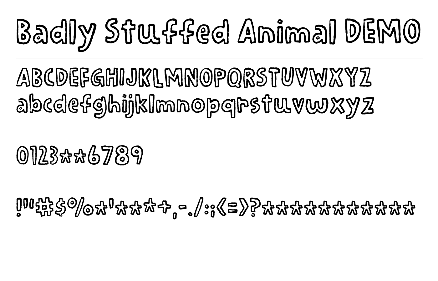 Badly Stuffed Animal DEMO Font preview