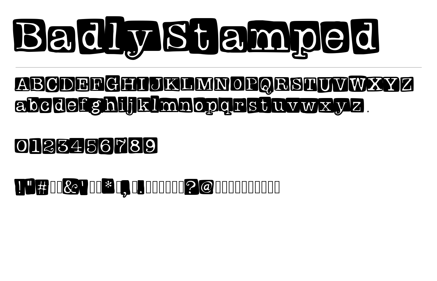 BadlyStamped Font preview