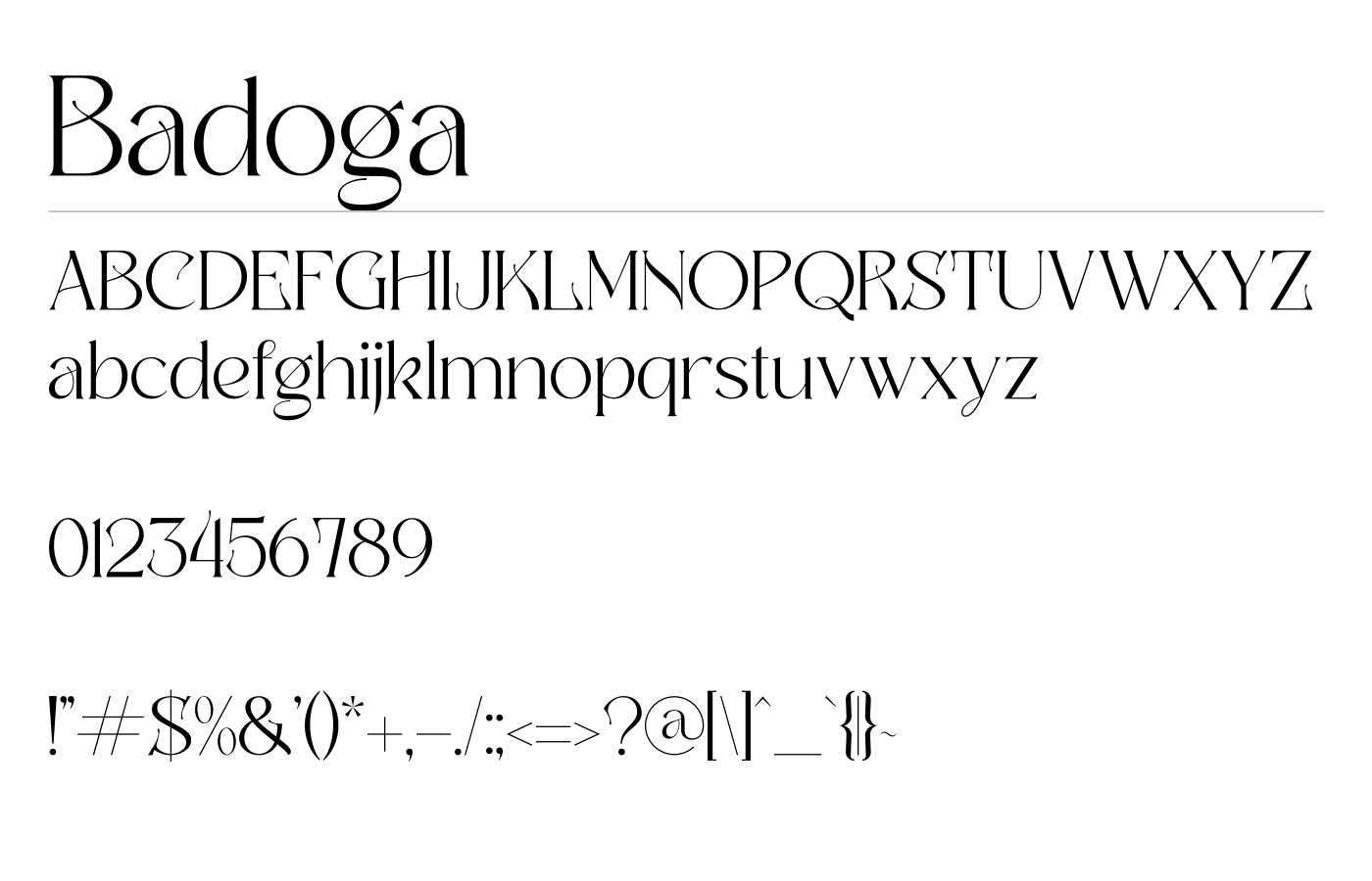 Badoga Font preview