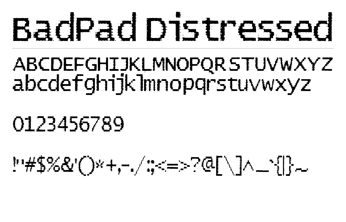 BadPad Distressed Font preview