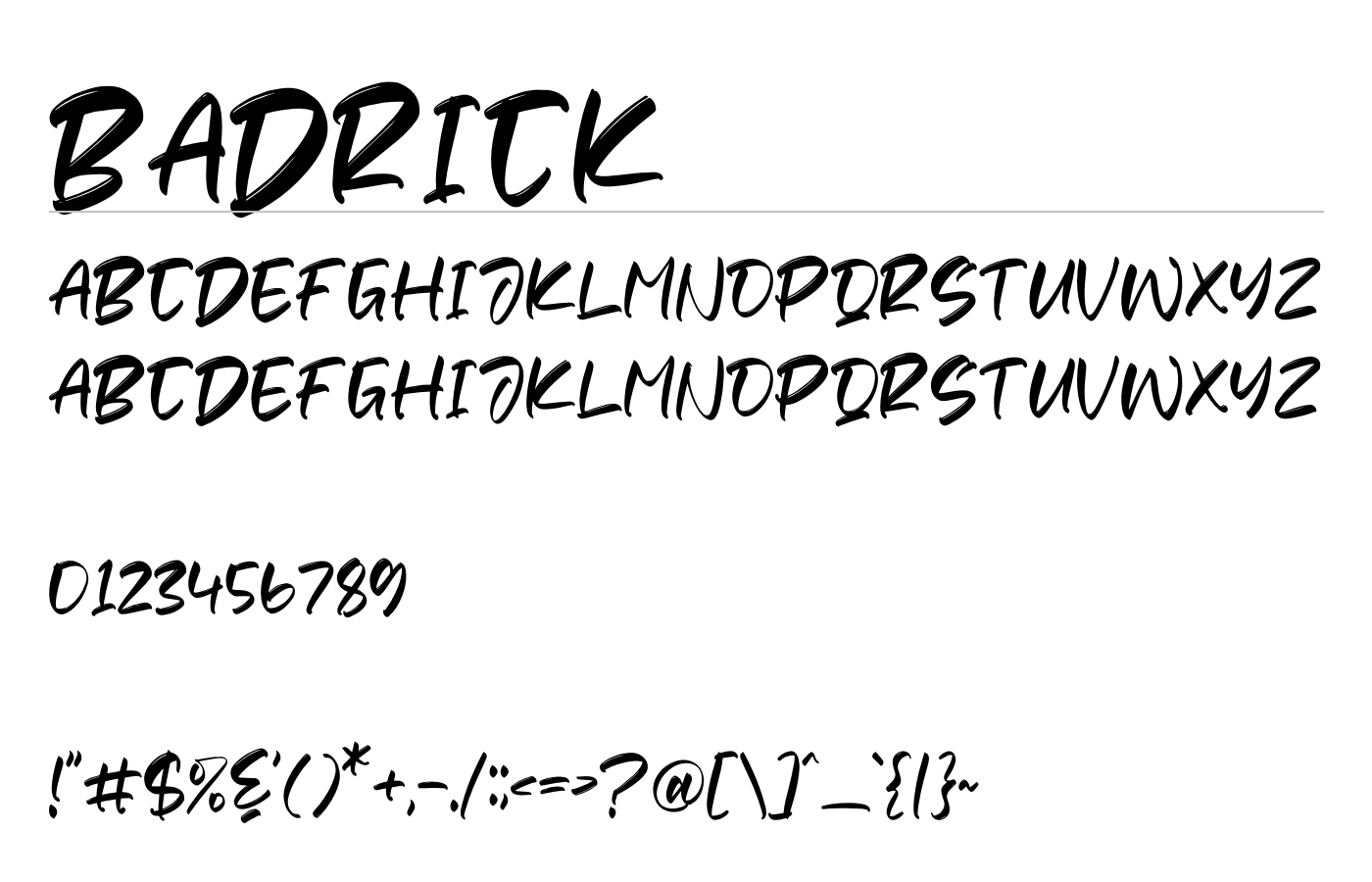 BADRICK Font preview