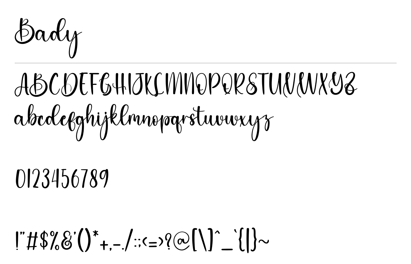 Bady Font preview