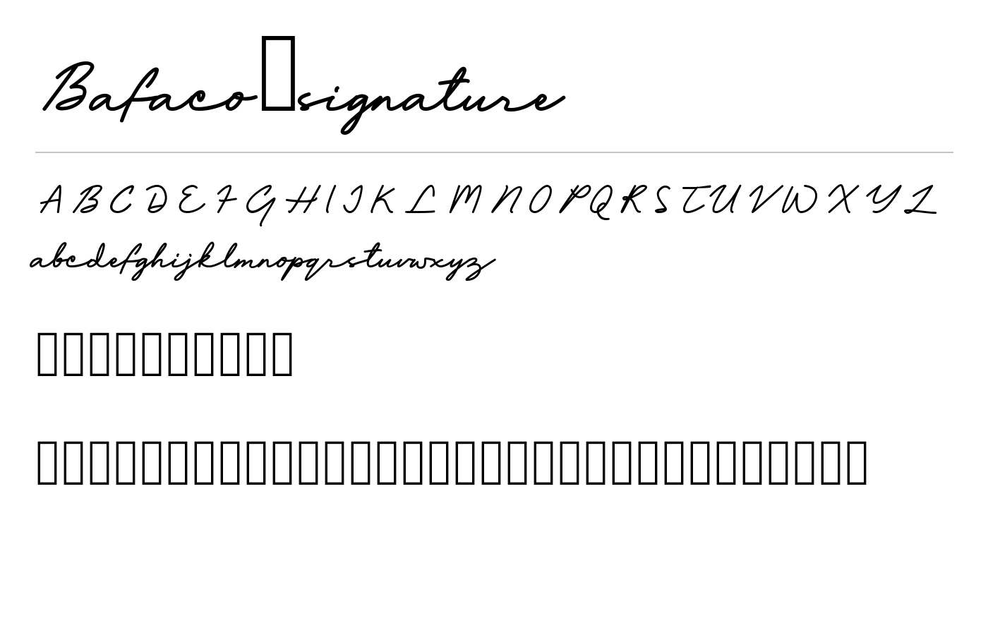 Bafaco_signature Font preview