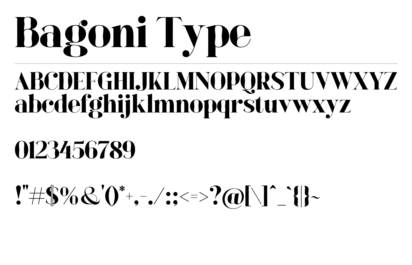 Bagoni Type Font preview