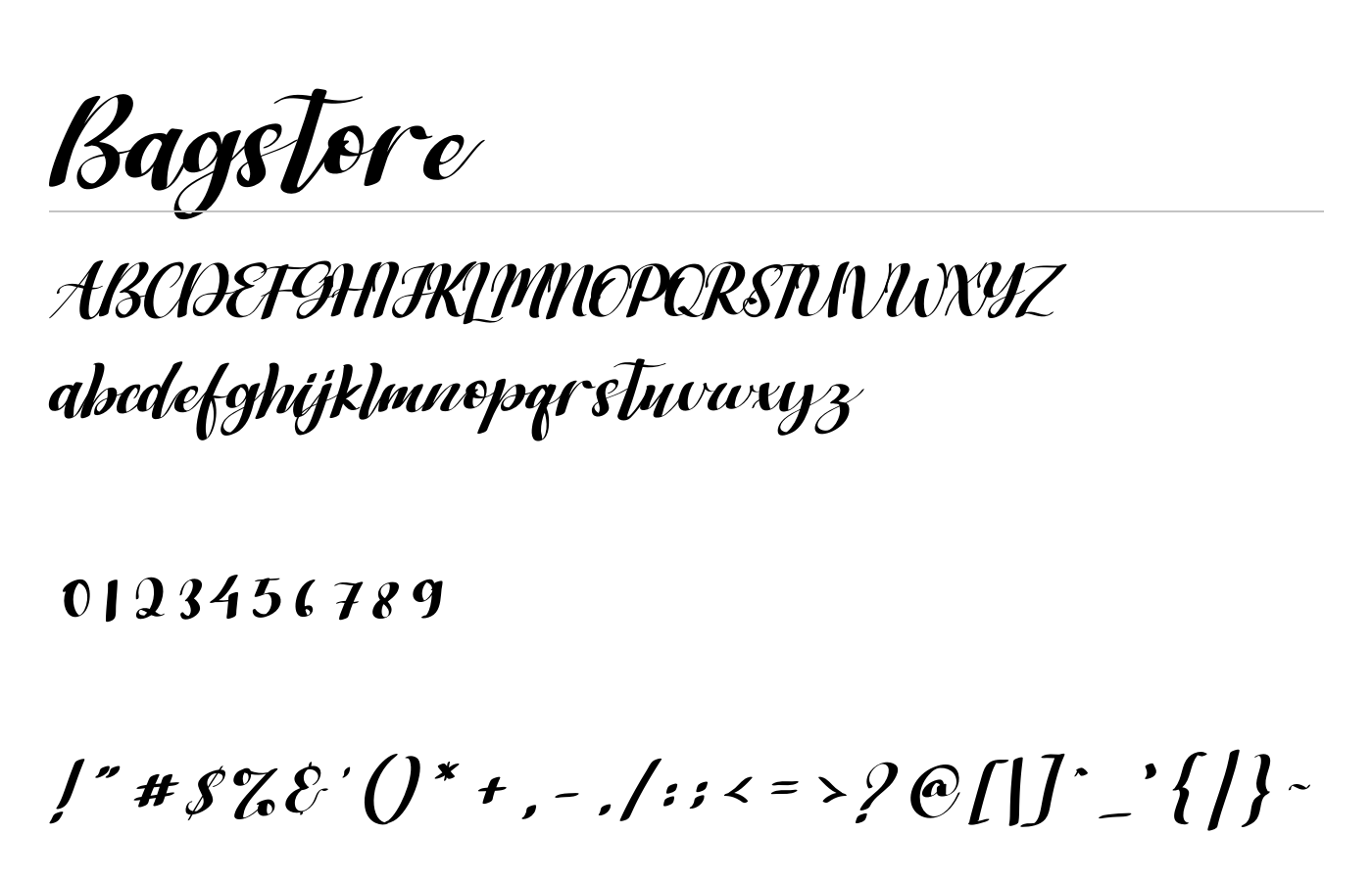 Bagstore Font preview