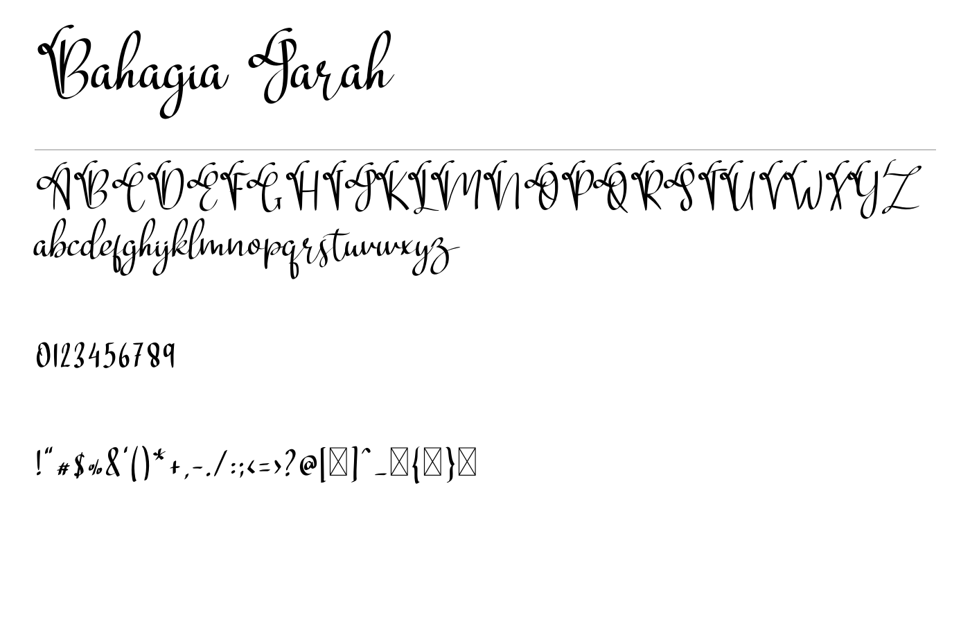 Bahagia Jarah Font preview
