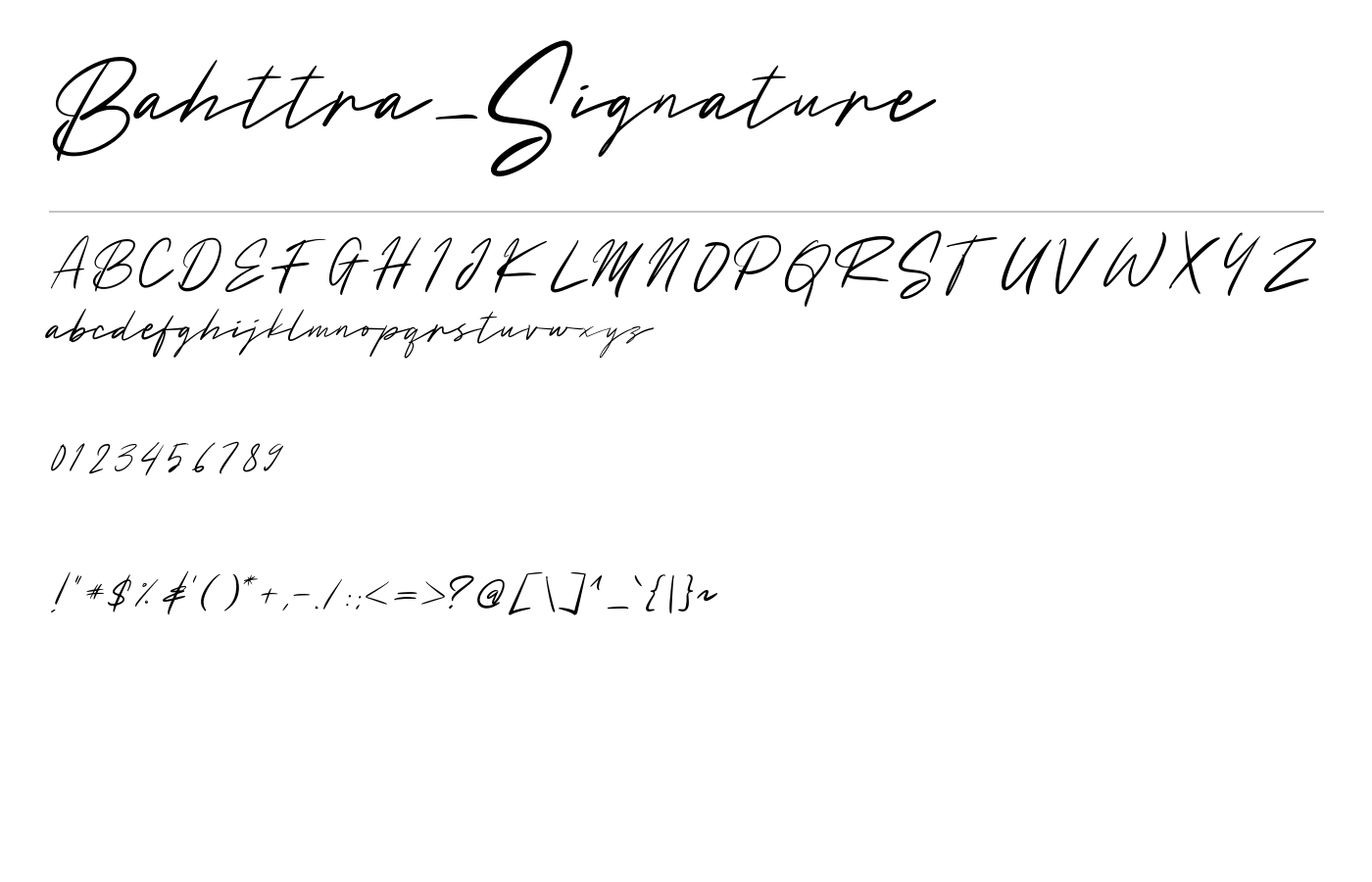 Bahttra_Signature Font preview