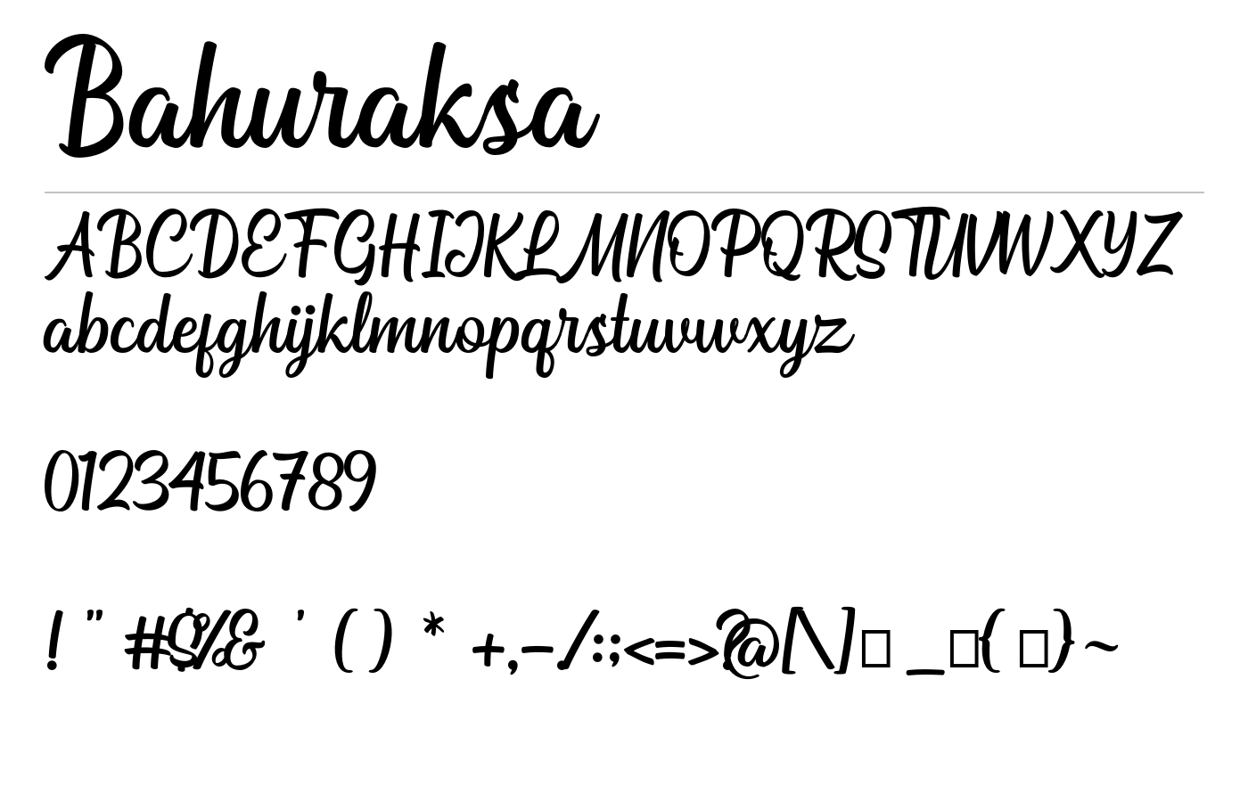 Bahuraksa Font preview