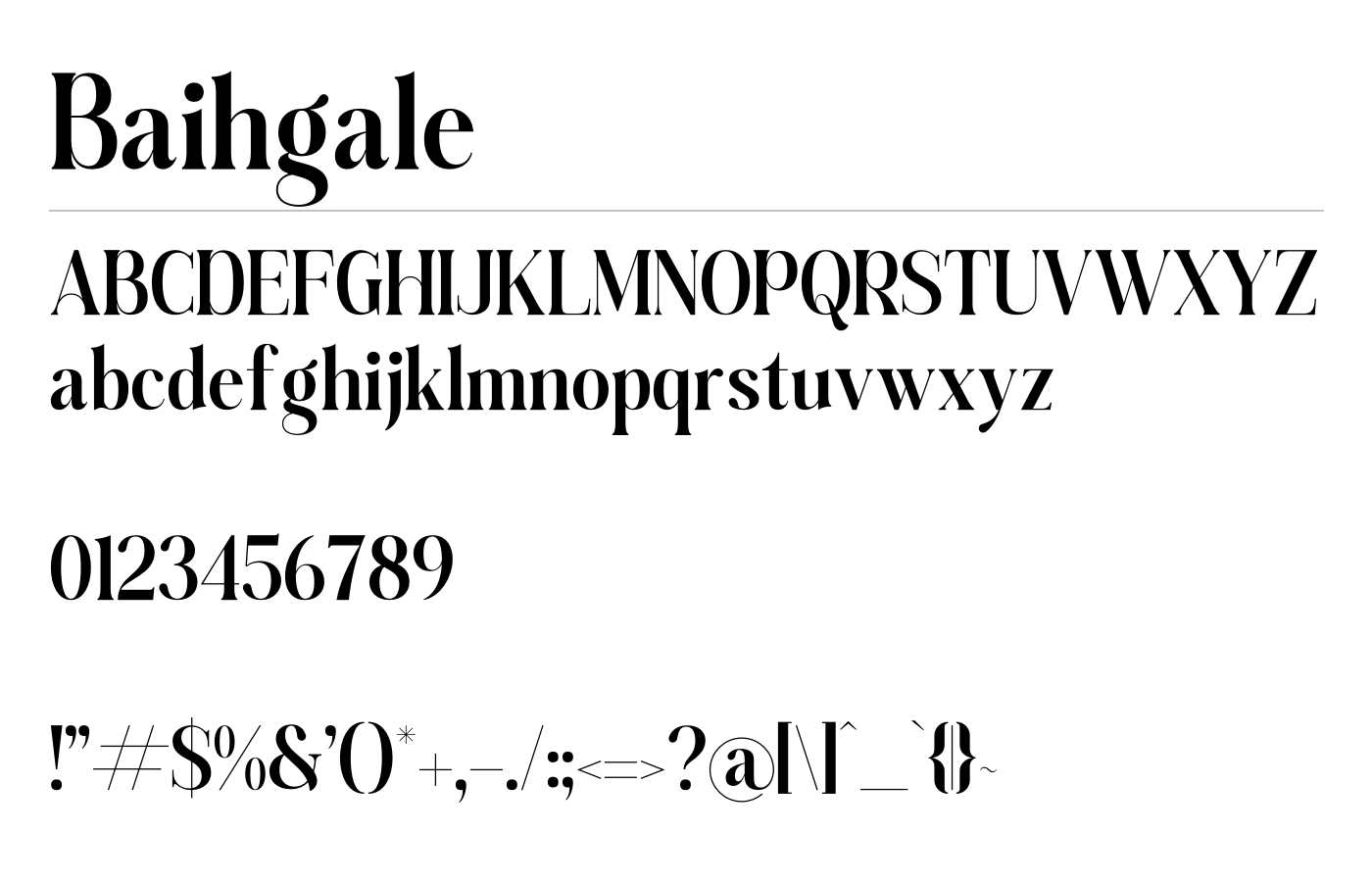 Baihgale Font preview