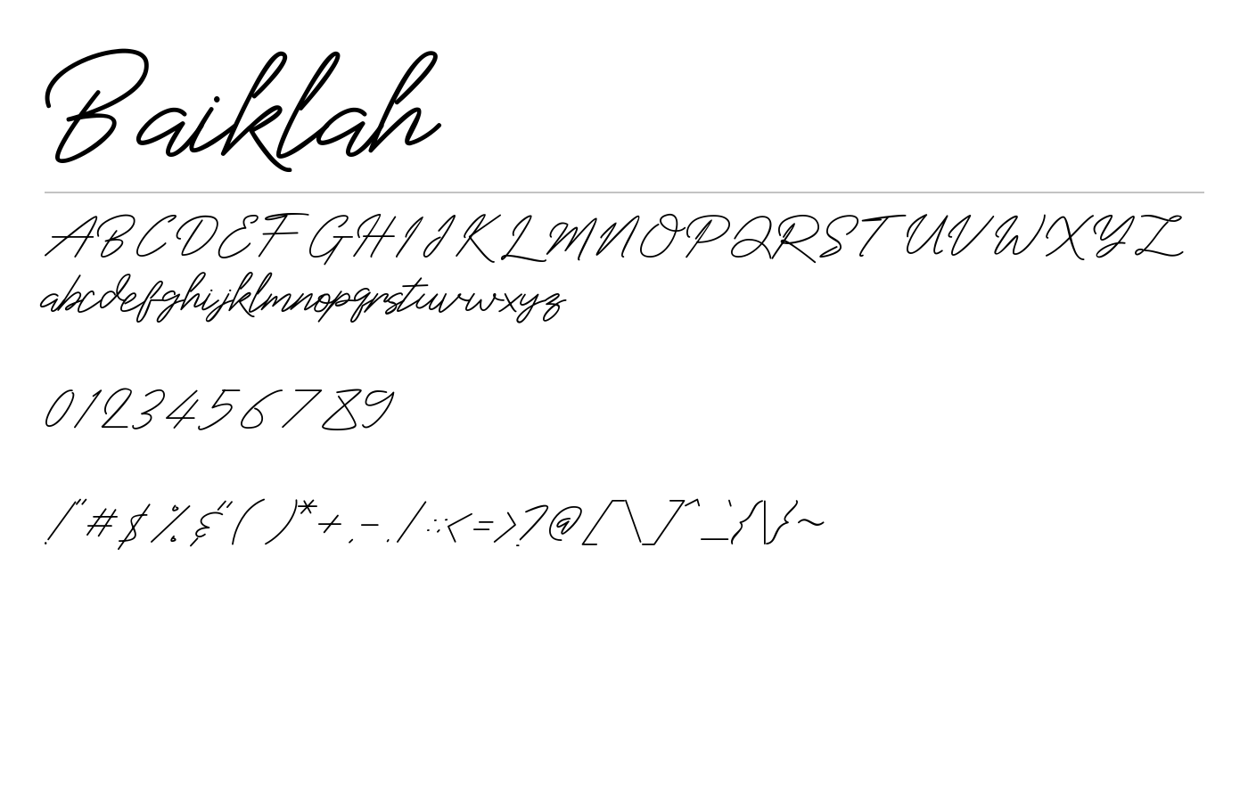 Baiklah Font preview