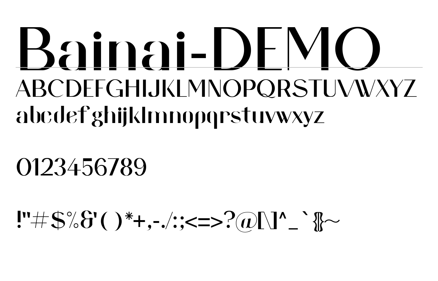 Bainai-DEMO Font preview