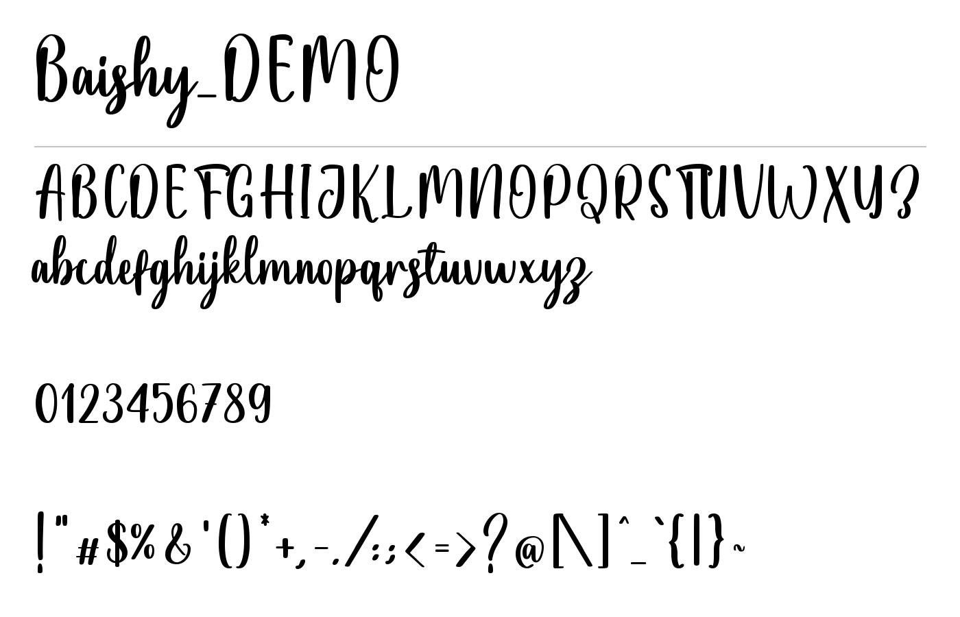 Baishy_DEMO Font preview