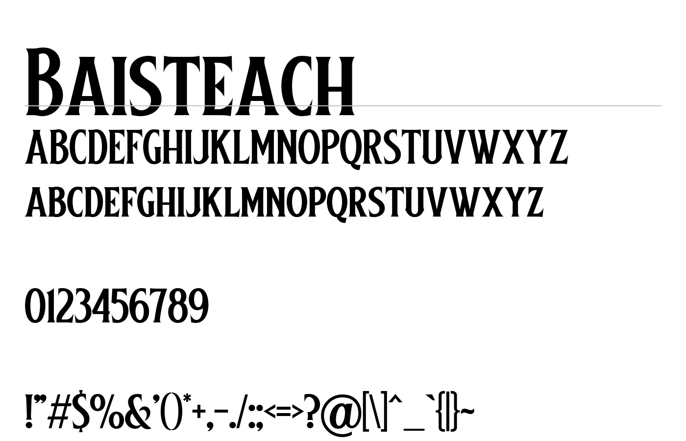 Baisteach Font preview
