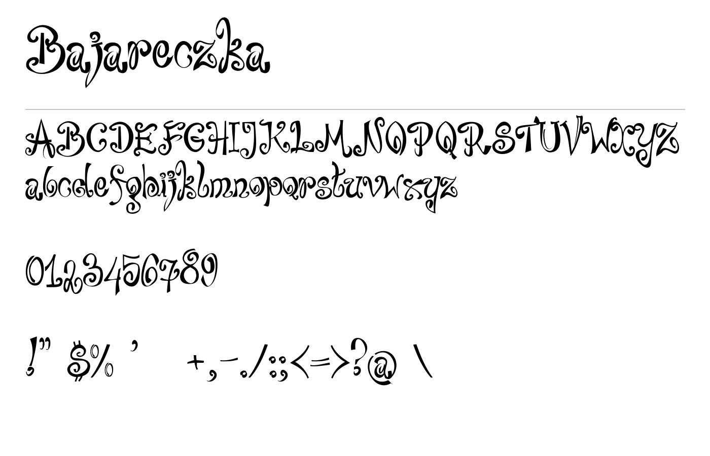 Bajareczka Font preview