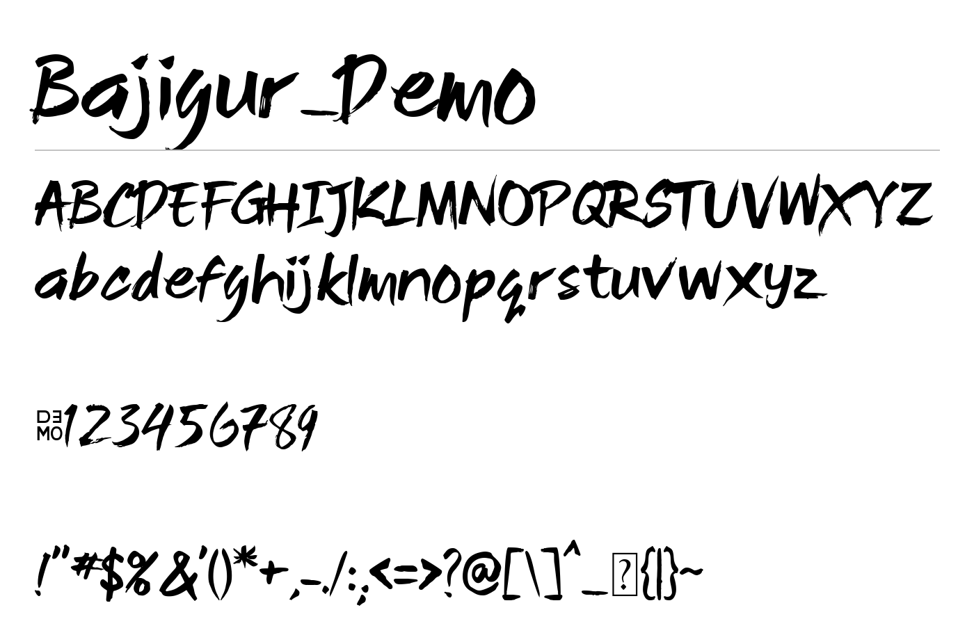 Bajigur_Demo Font preview