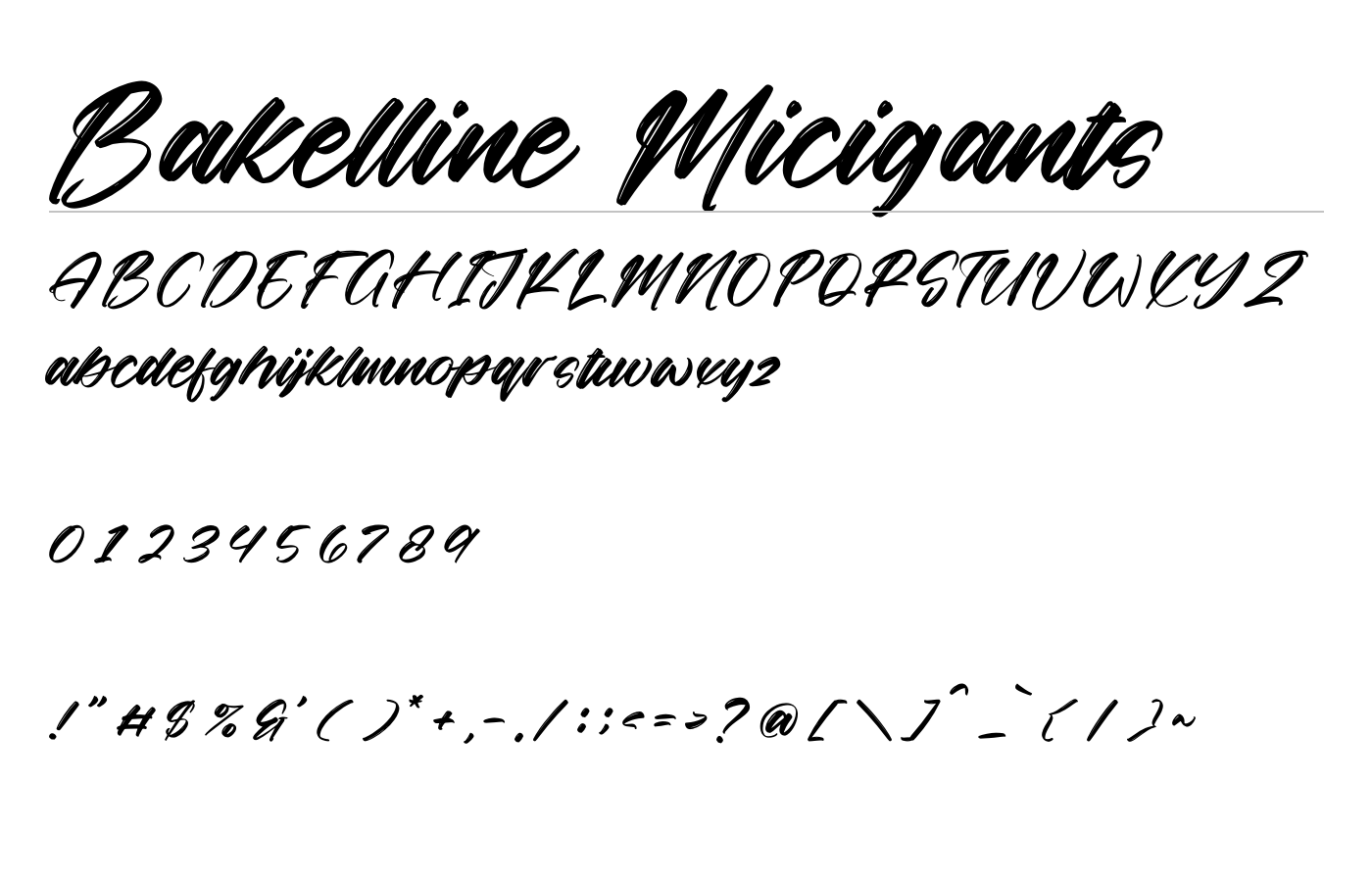 Bakelline Micigants Font preview