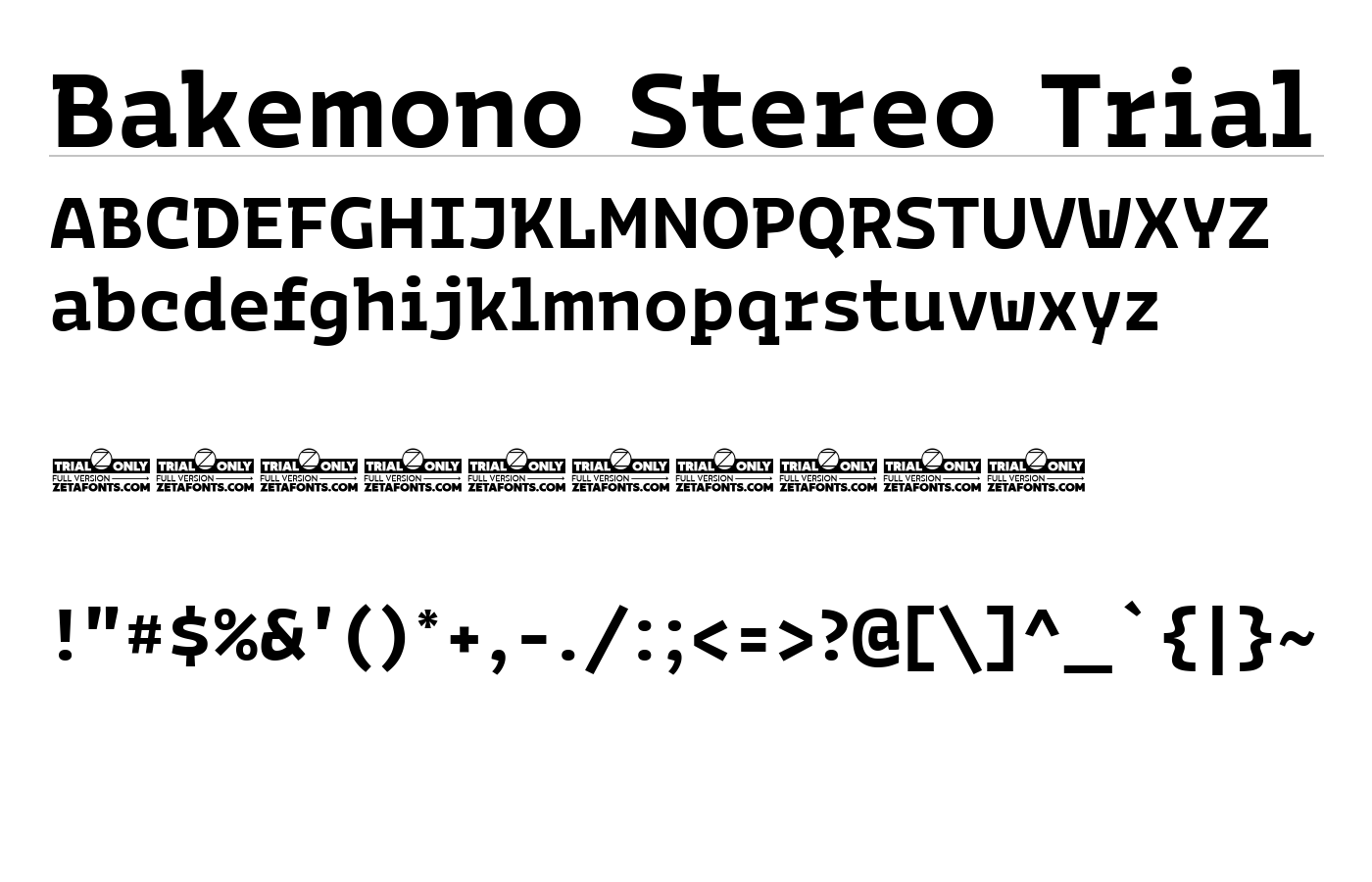 Bakemono Stereo Trial Font preview